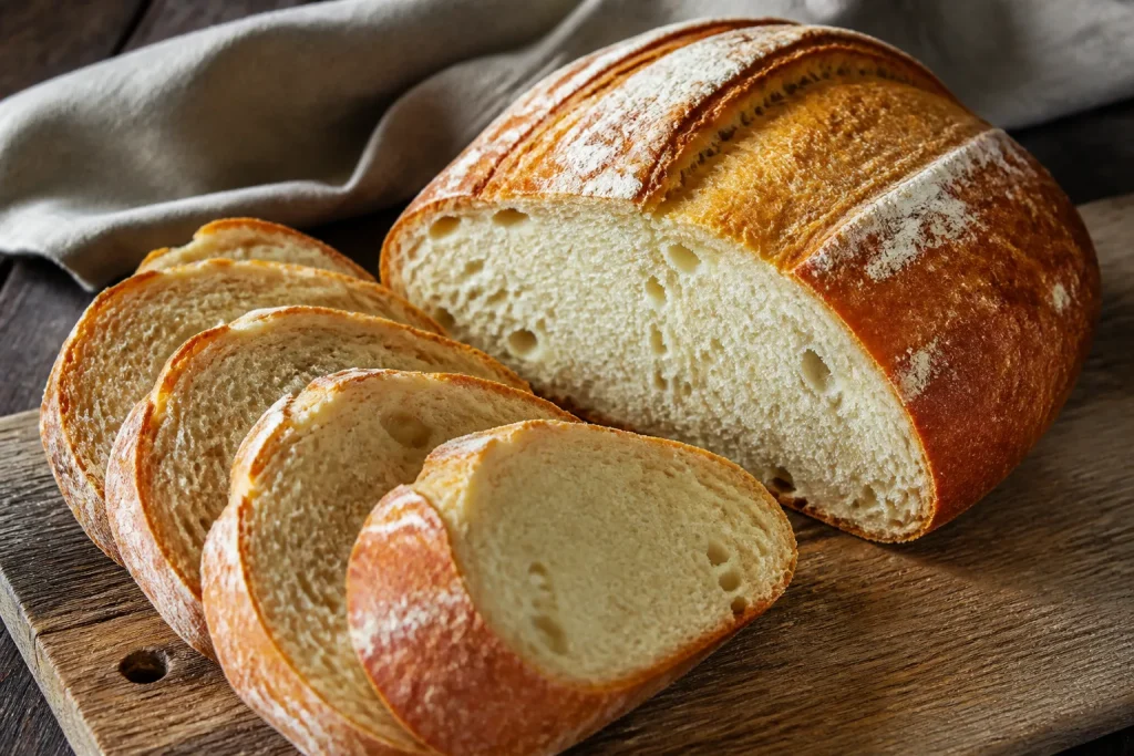 Fette di filone con crosta dorata e interno soffice