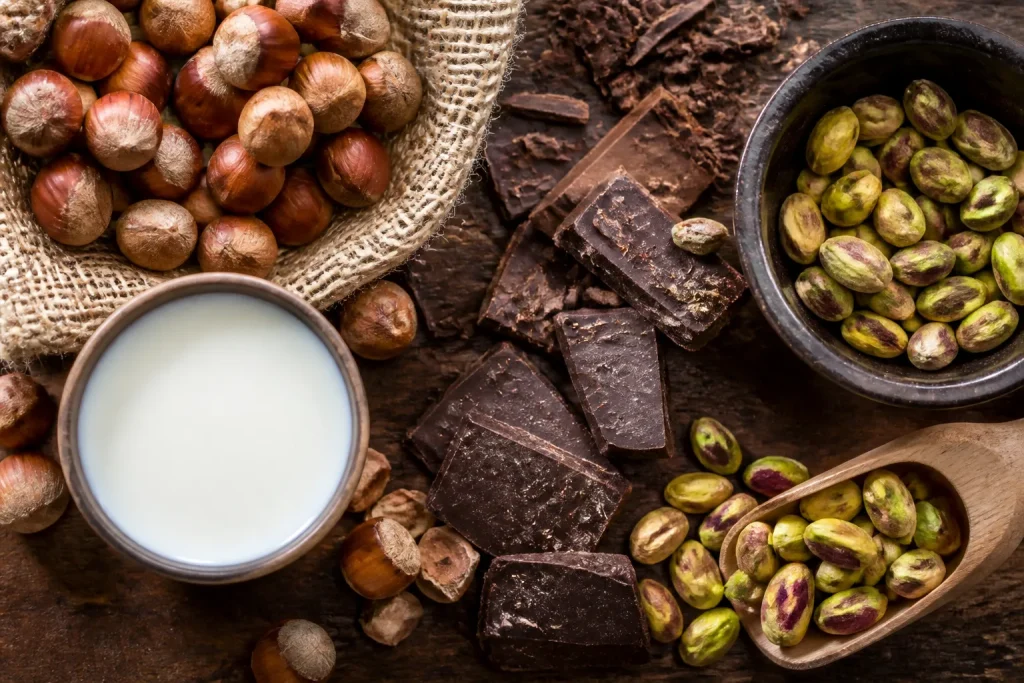 Ingredienti naturali selezionati latte nocciola cioccolato pistacchio