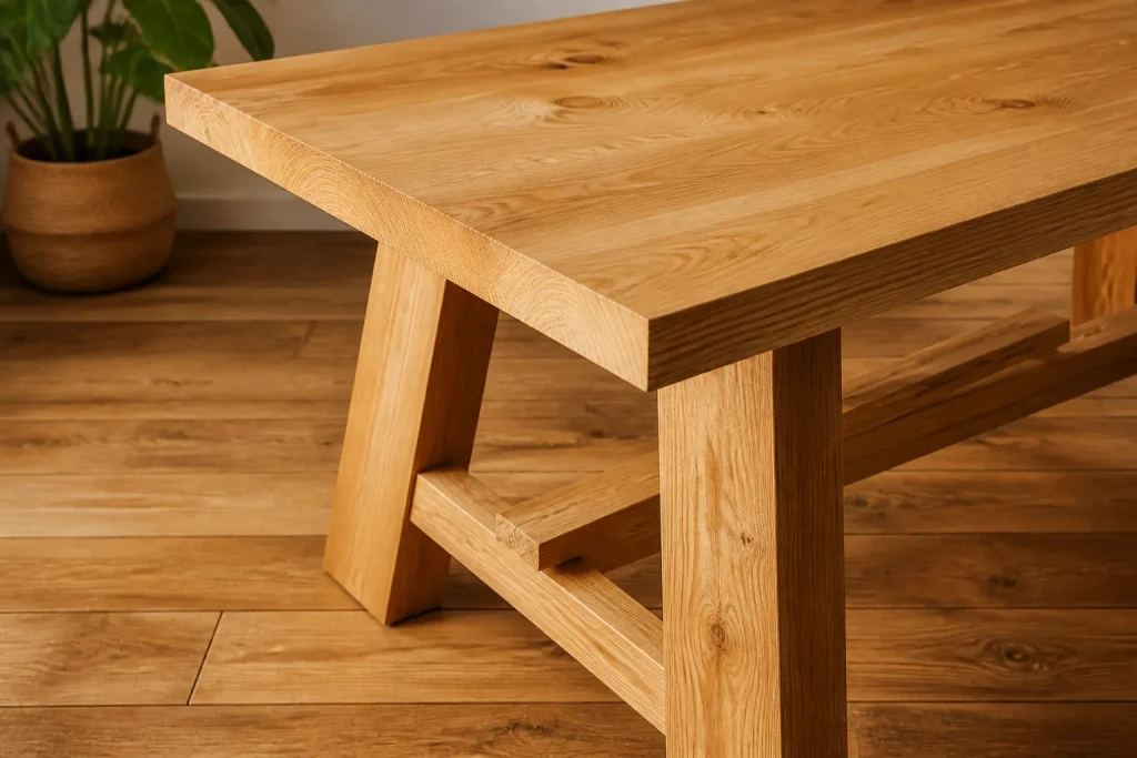 Legno massello venature marcate tonalita chiara naturale visibile