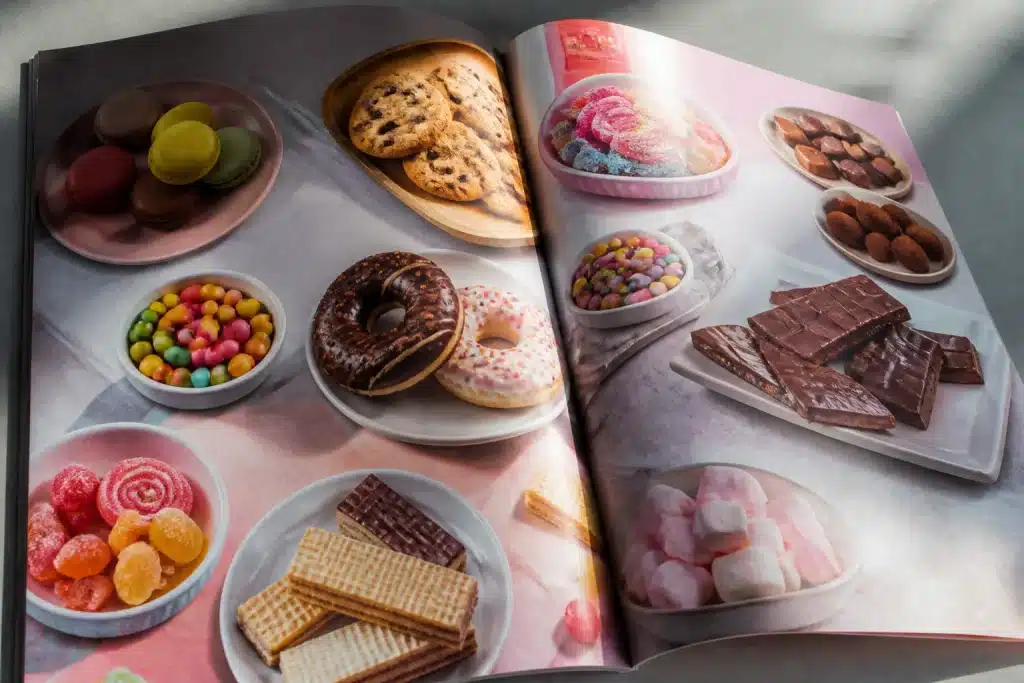 Volantino Lidl aperto mostra prodotti dolci colorati promozionali