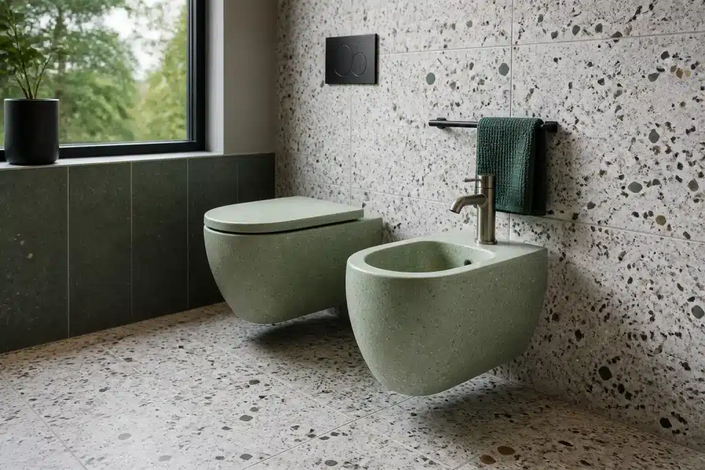 Piastrelle e sanitari in materiali riciclati con finiture moderne