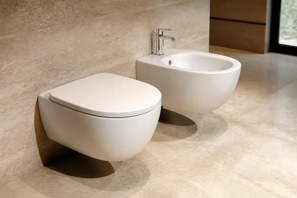 Sanitari sospesi moderni con forme ovali arrotondate bagno