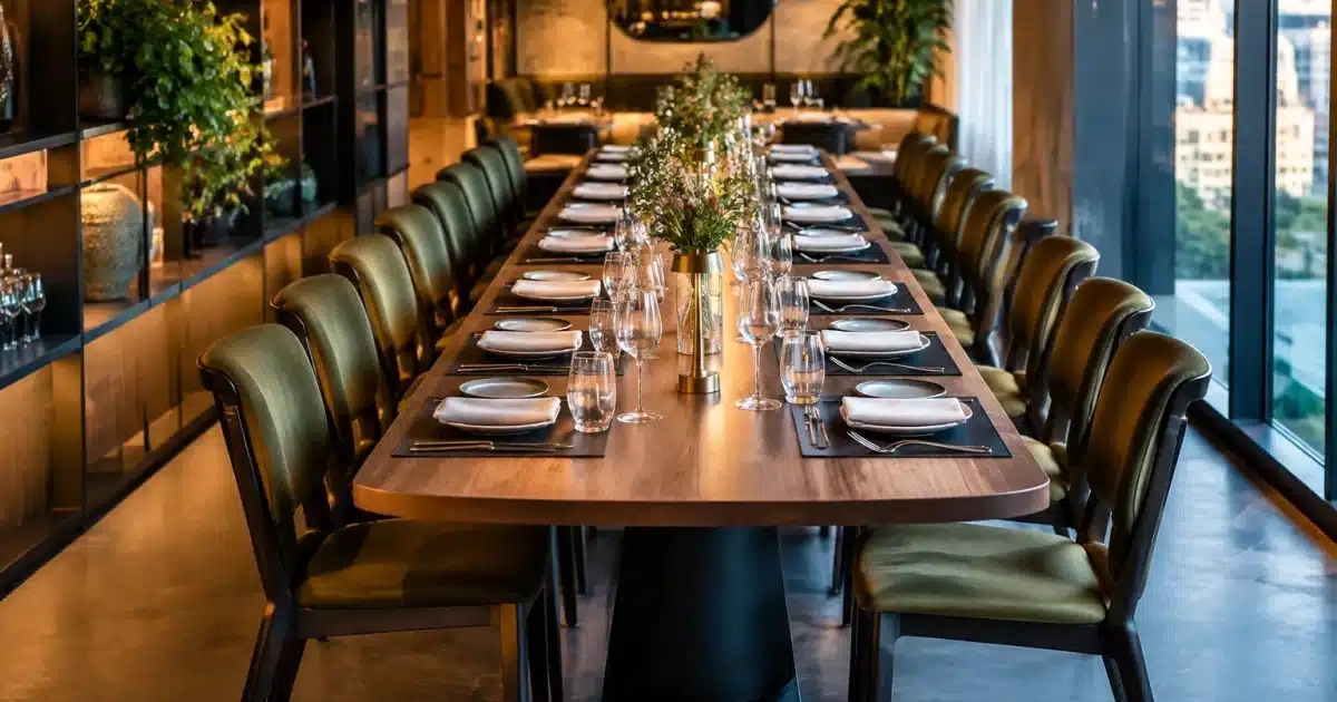 Tavolo con sedici coperti in nuovo ristorante milanese