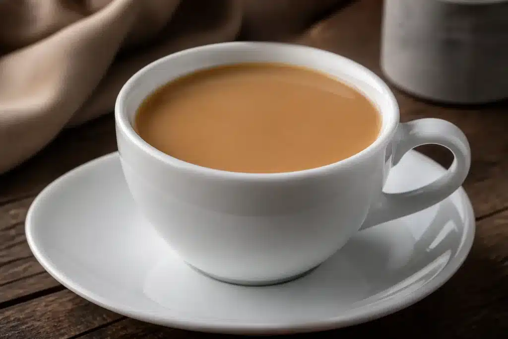 Tazza di caffè standardizzato con latte uniforme marrone chiaro