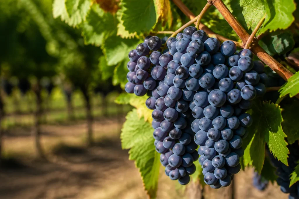 Uva matura in grappoli con colori scuri