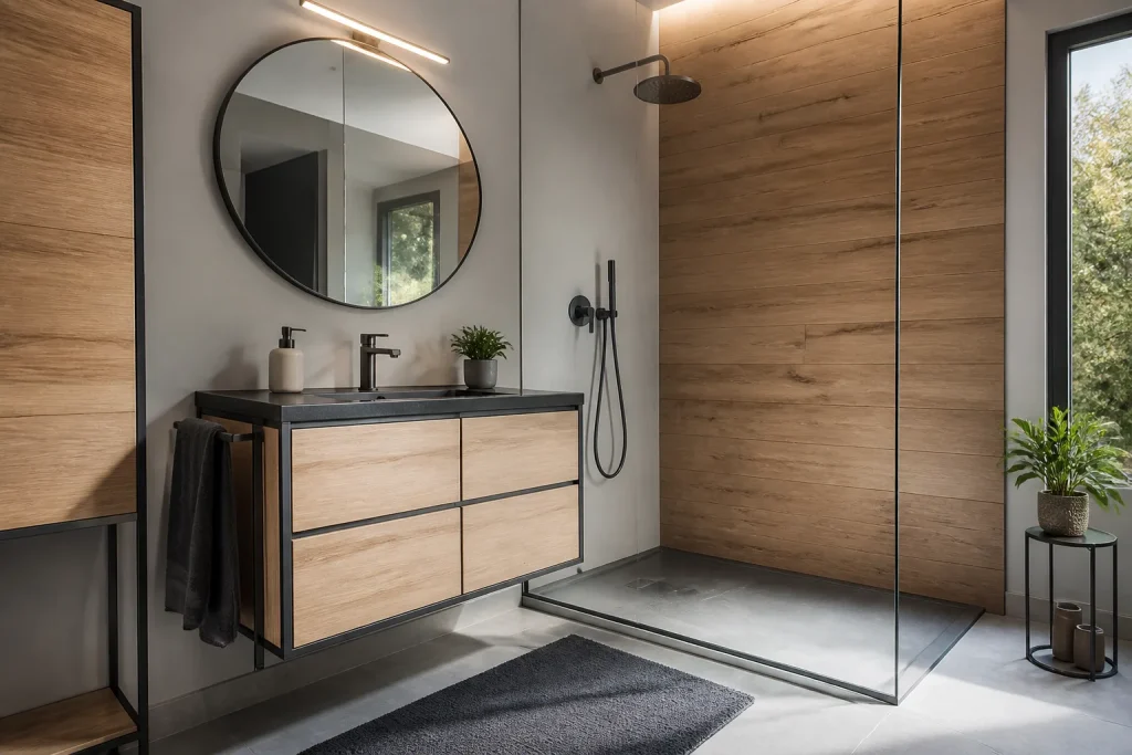 Mobili legno e metallo verniciato per bagno umido